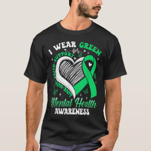 Herz Ich trage Grün für Mental Health Awareness Mo T-Shirt