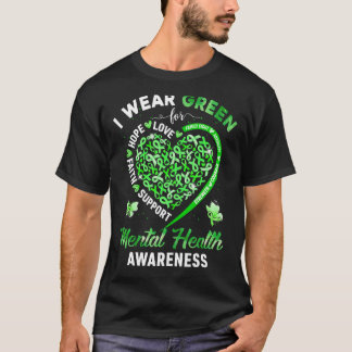 Herz Ich trage Grün für Mental Health Awareness Mo T-Shirt