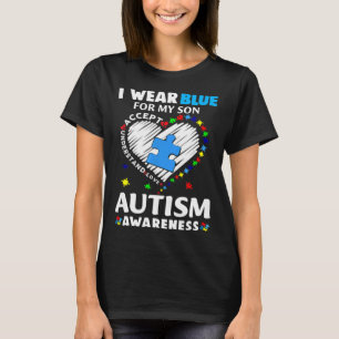 Herz ich tragen Blau für mein Sohn Puzzle Autismus T-Shirt