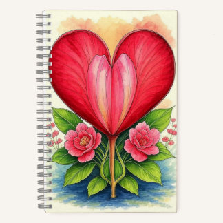 Herz im Blut | Blumenherz Notizbuch