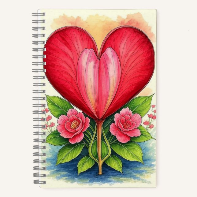 Herz im Blut | Blumenherz Notizbuch (Vorderseite)