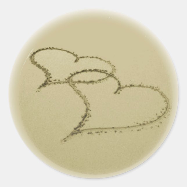 Herz im Sand Runder Aufkleber (Vorderseite)