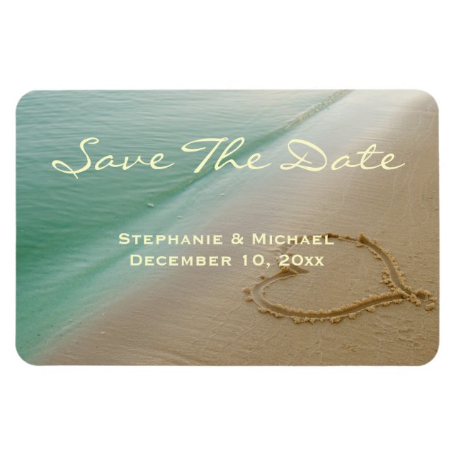 Herz im sandischen "Save the Date" Magnet (Horizontal)