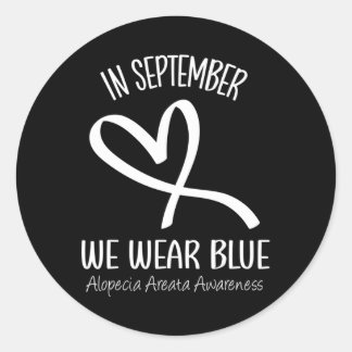 Herz im September tragen wir blaue Alopezie Areata Runder Aufkleber