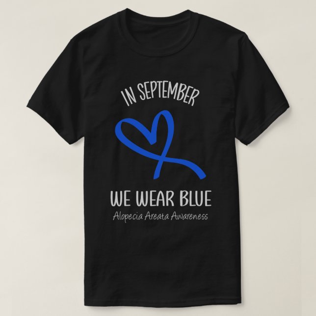 Herz im September tragen wir blaue Alopezie Bewuss T-Shirt (Design vorne)