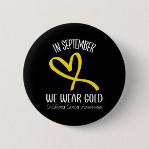 Herz im September tragen wir Goldkrebs im Kindesal Button