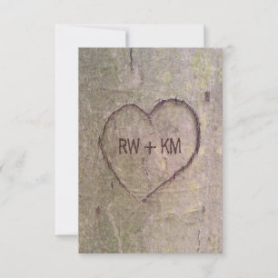 Herz in Baum geschnitzt Antwortkarte zur RSVP Karte