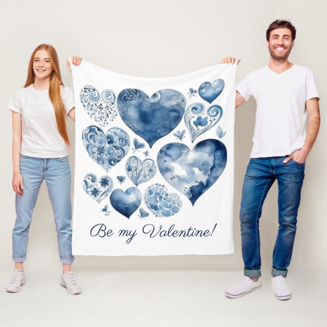 Herz in Delft Blue, Valentin Fleecedecke (Beispiel)