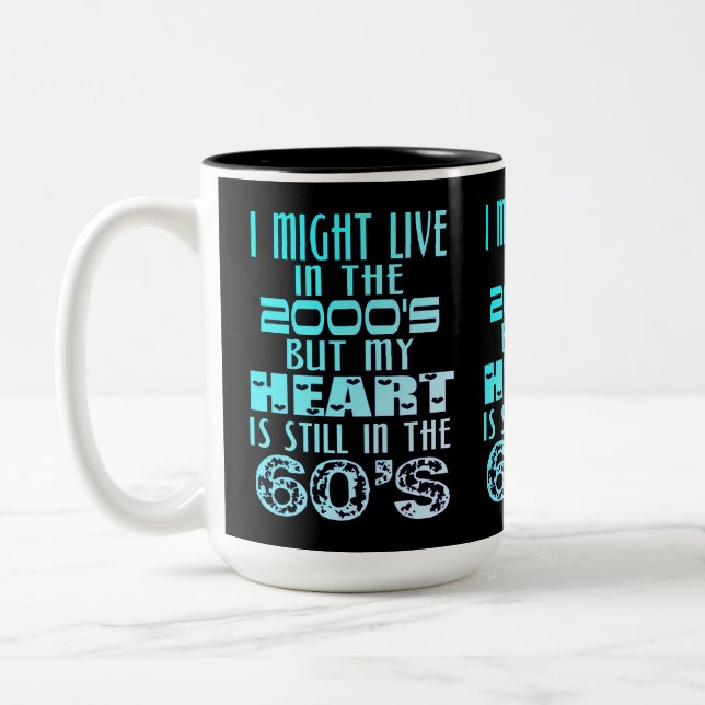 Herz in den 60er Jahren Zweifarbige Tasse (Links)