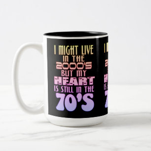 Herz in den 70er Jahren Zweifarbige Tasse