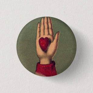 Herz in der Hand 1 Zoll-runder Knopf Button