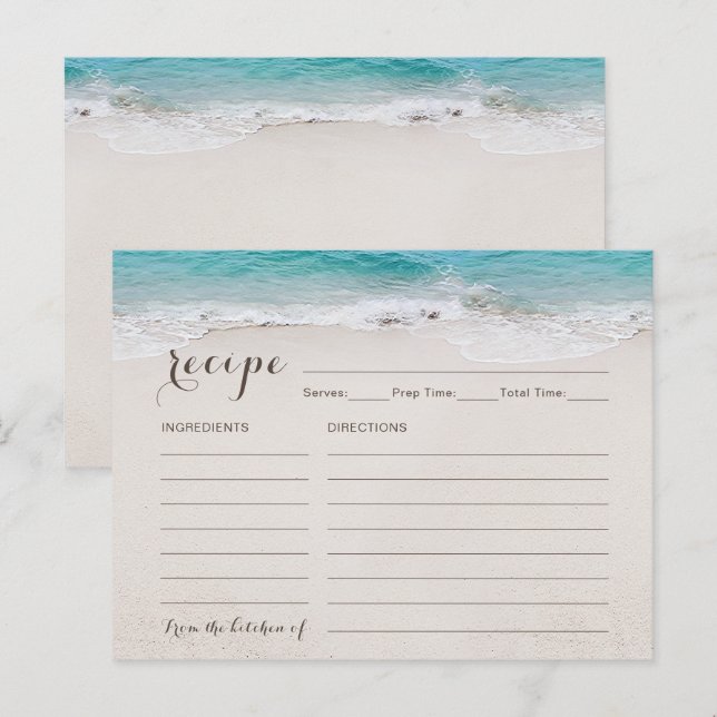 Herz in der Sand Beach Brautparty Rezept Card Postkarte (Vorne/Hinten)