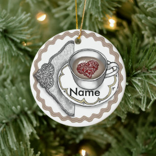 Herz in einem Cup-Ornament Keramik Ornament