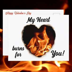 Herz in Flammen Fotografische Flammen Valentinstag Postkarte