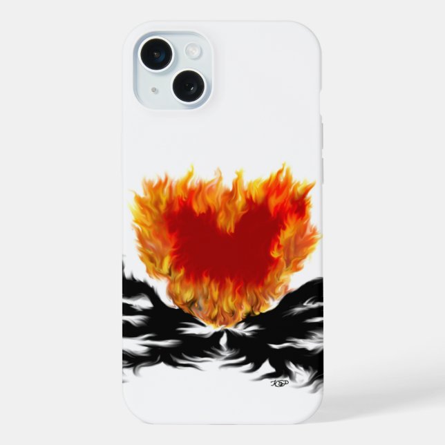 Herz in Flammen iPhone 15 Plus Hülle (Rückseite)