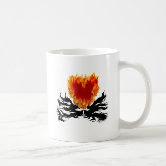 Herz in Flammen Kaffeetasse (Rechts)