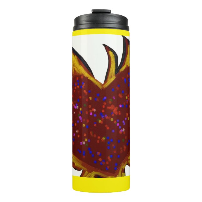 Herz in Flammen Thermosbecher (Vorderseite)