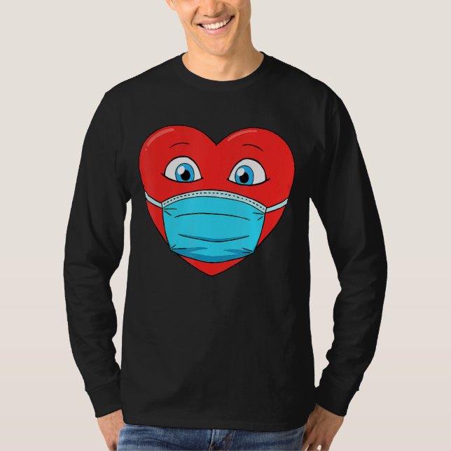 Herz in Gesicht Maske Funny Men Frauen Mädchen Mäd T-Shirt (Vorderseite)