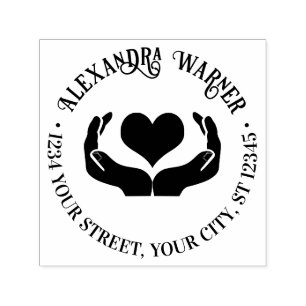 Herz in Handname Rücksendeadresse Permastempel