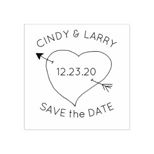 Herz in Pfeil Save the Date Niedliche Hochzeits-Br Gummistempel