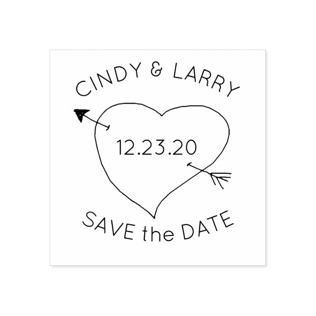 Herz in Pfeil Save the Date Niedliche Hochzeits-Br Gummistempel (Prägung)