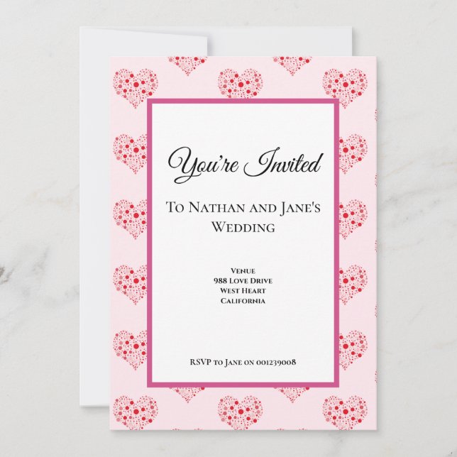 Herz in Punkten Einladung (Vorderseite)