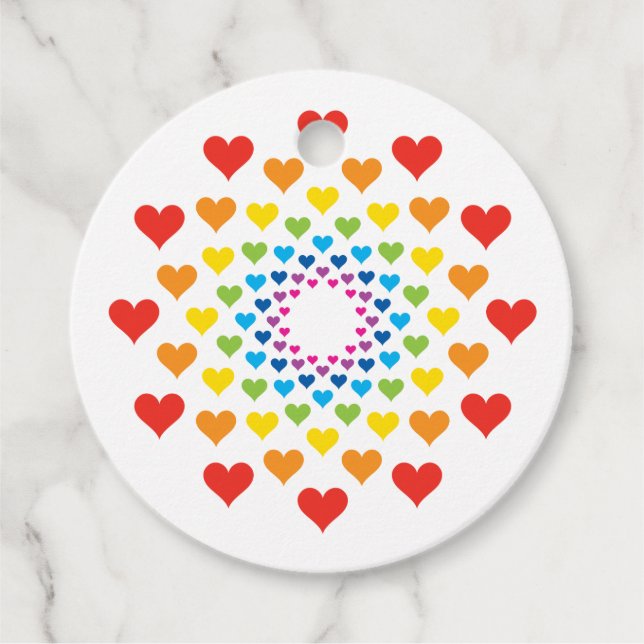 Herz in Regenbogenfarbe Geschenkanhänger (Vorderseite)