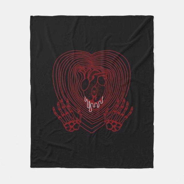 Herz in Rot weinen - Skeletthörnchen Fleecedecke (Vorderseite)