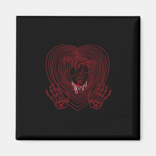 Herz in Rot weinen - Skeletthörnchen Magnet