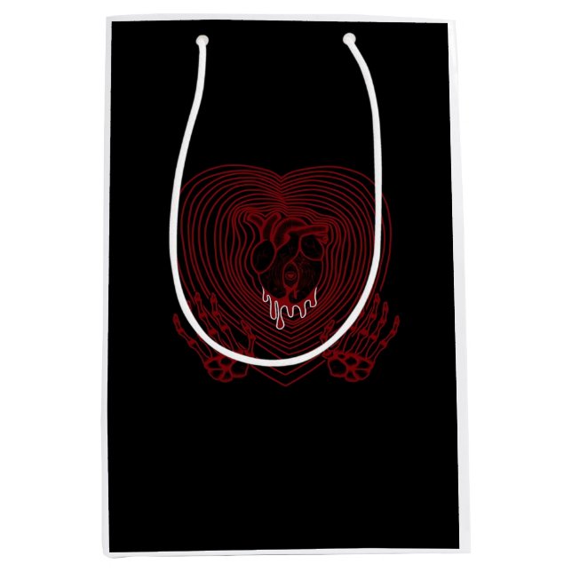 Herz in Rot weinen - Skeletthörnchen Mittlere Geschenktüte (Vorderseite)