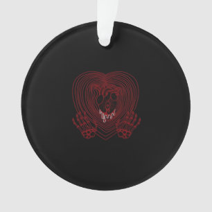 Herz in Rot weinen - Skeletthörnchen Ornament
