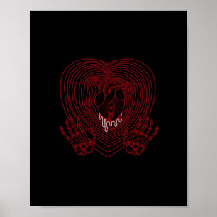 Herz in Rot weinen - Skeletthörnchen Poster