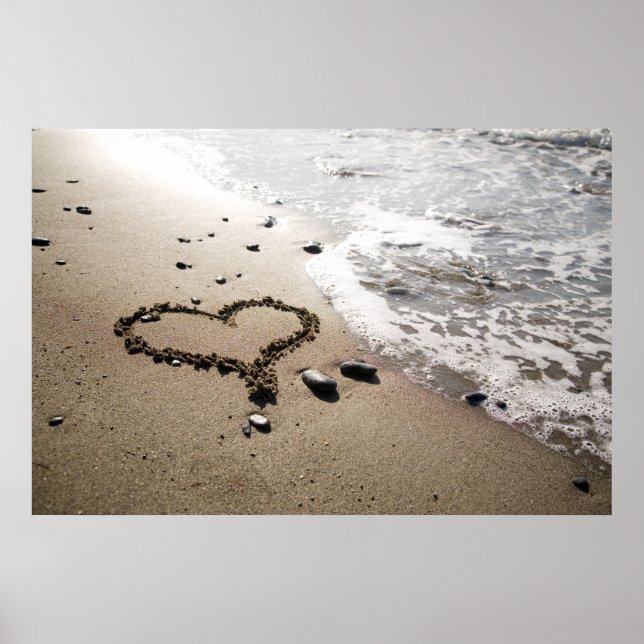 Herz in Sand Poster/Leinwand Poster (Vorne)