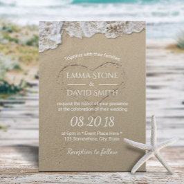 Herz in Sand Summer Beach Wedding Einladung