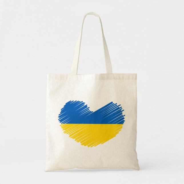 Herz in ukrainischen Flaggenfarben. Ukrainische Ta Tragetasche (Vorne)