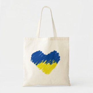 Herz in ukrainischen Flaggenfarben. Ukrainische Ta Tragetasche