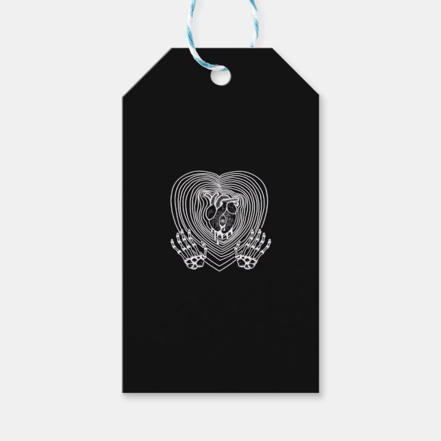 Herz in Weiß weinen - Skeletthörnchen Geschenkanhänger (Vorderseite)