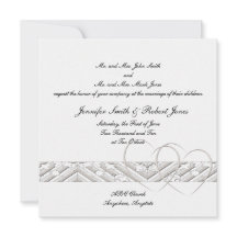 Herz in weißem Silber Einladung Hochzeit