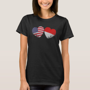 Herz indonesisch American Flag Patriotic Familie E T-Shirt