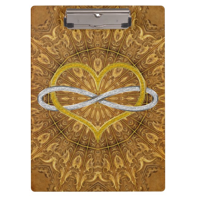 Herz Infinity Gold Silver Klemmbrett (Vorderseite)