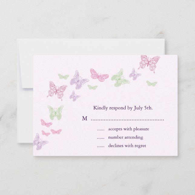 Herz ist ein Flutter-UAWG (lila) RSVP Karte (Vorderseite)