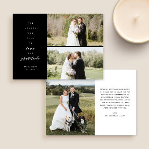 Herz ist voll drei Foto Hochzeit Danke Karte