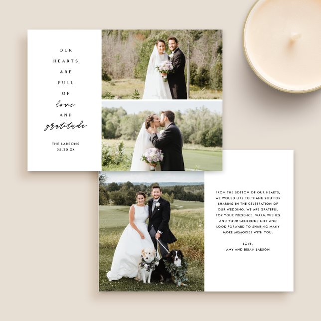 Herz ist voll drei Foto Hochzeit Danke Karte (Von Creator hochgeladen)