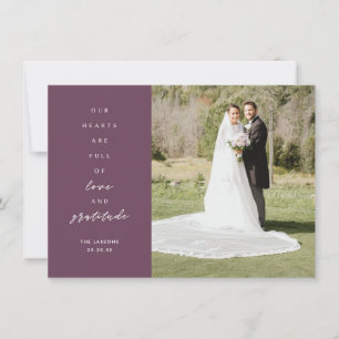 Herz ist volle zwei Foto Lila Hochzeit Dankeskarte