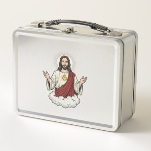 Herz-Jesu-Andachtsmotiv Vintage-Stich-Design_1 Metall Brotdose