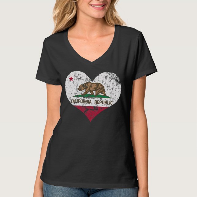 Herz-Kalifornien-Republik-Flagge T-Shirt (Vorderseite)