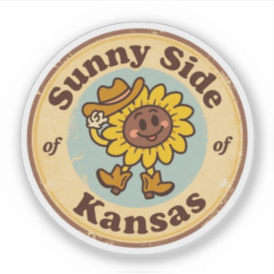 Herz Kansas_ Sonnenblume Prairie Charm Vintag Aufkleber