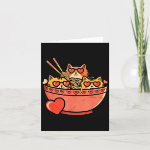 Herz, Katzen, Ramen-Nudeln, Valentinstag Karte
