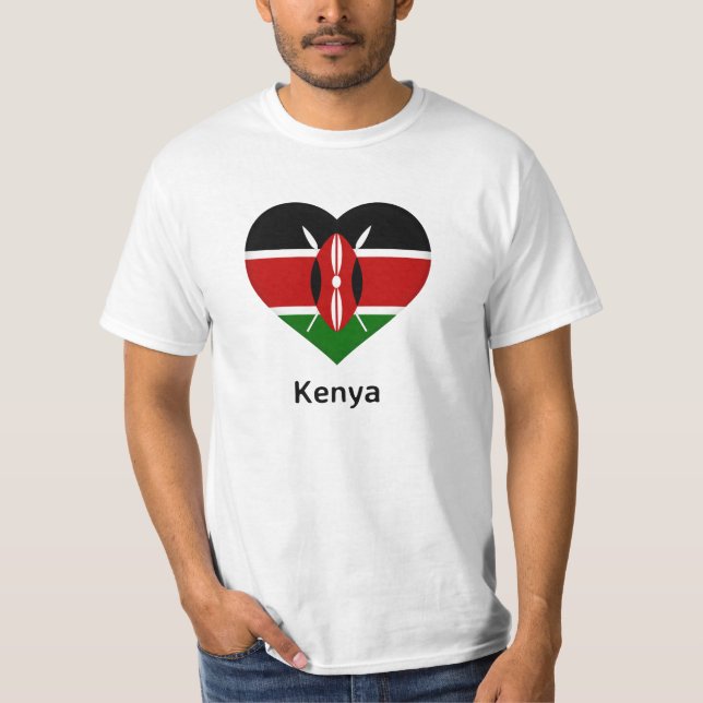 Herz - Kenia-Flagge T-Shirt (Vorderseite)