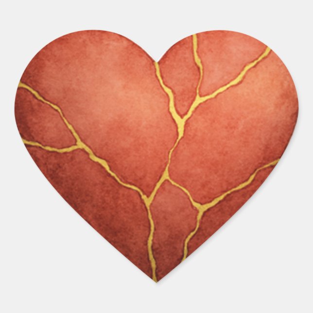 Herz Kintsugi Herz-Aufkleber (Vorderseite)
